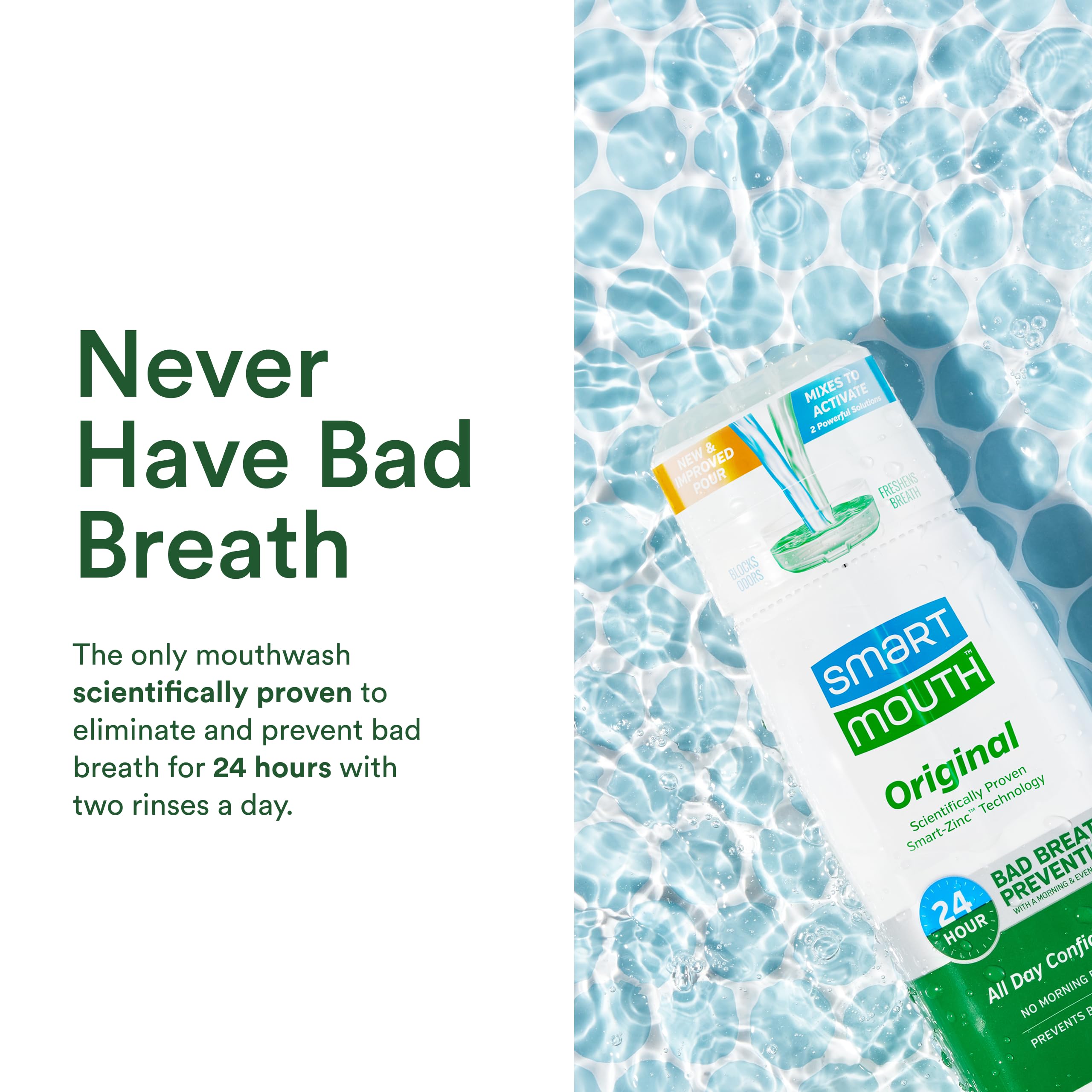 SmartMouth Clinical Zinc Activated Mouthwash mint bottle closeup