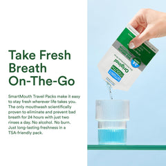 SmartMouth dual-solution zinc mouthwash packaging showing packets