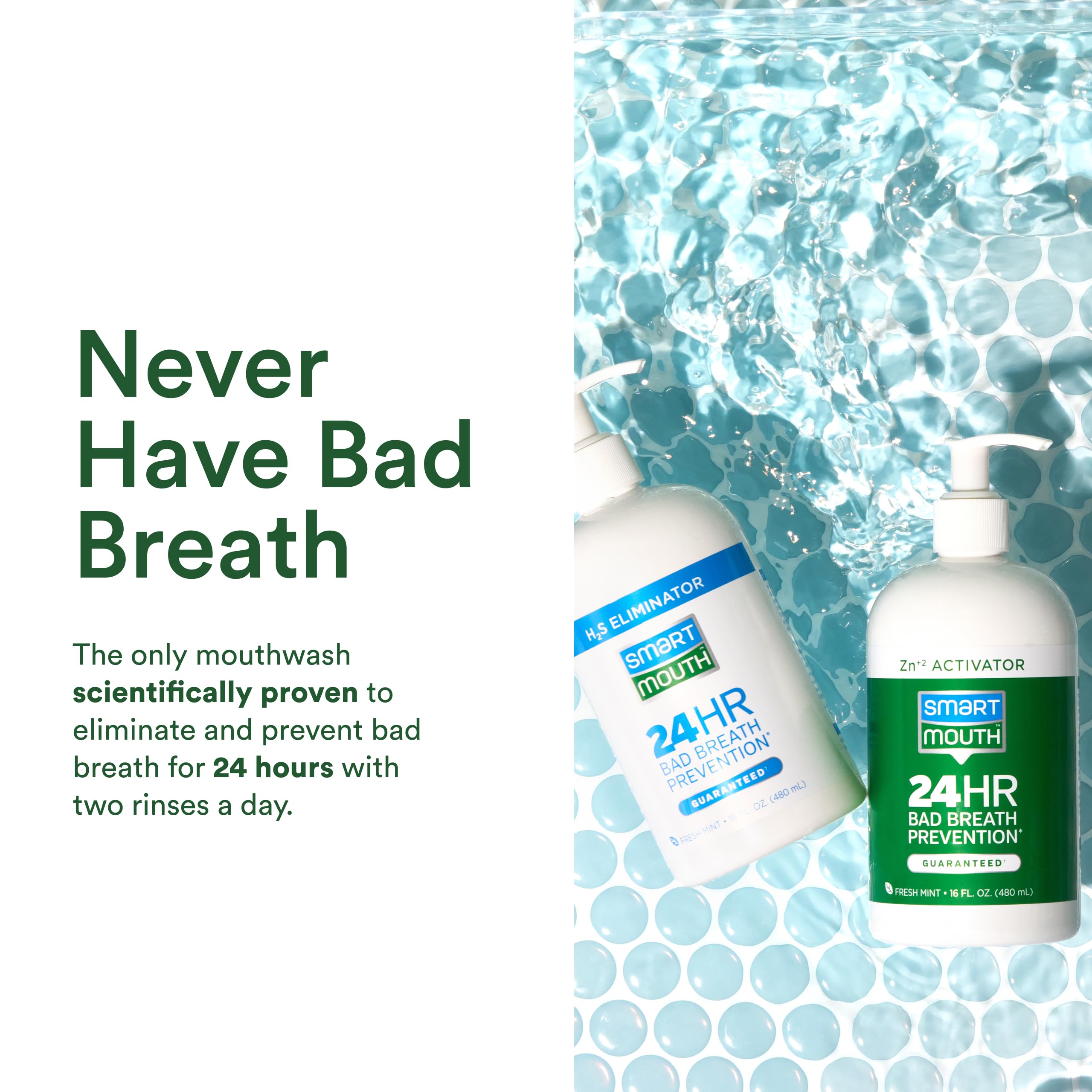 SmartMouth Original 2-Bottle mouthwash pumps on top