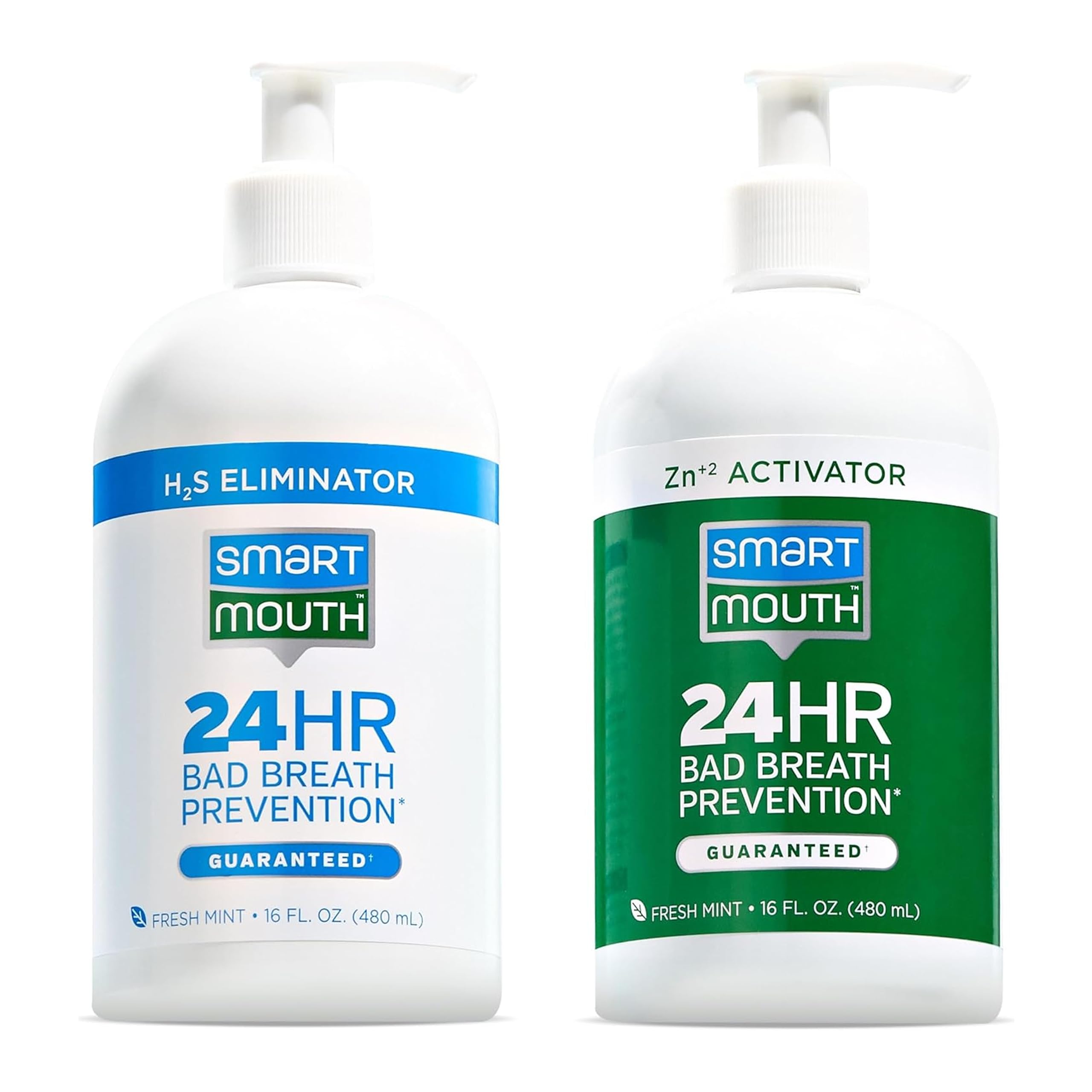 SmartMouth Original 2-Bottle Zinc Activated Mouthwash with Pumps 16 fl oz packaging