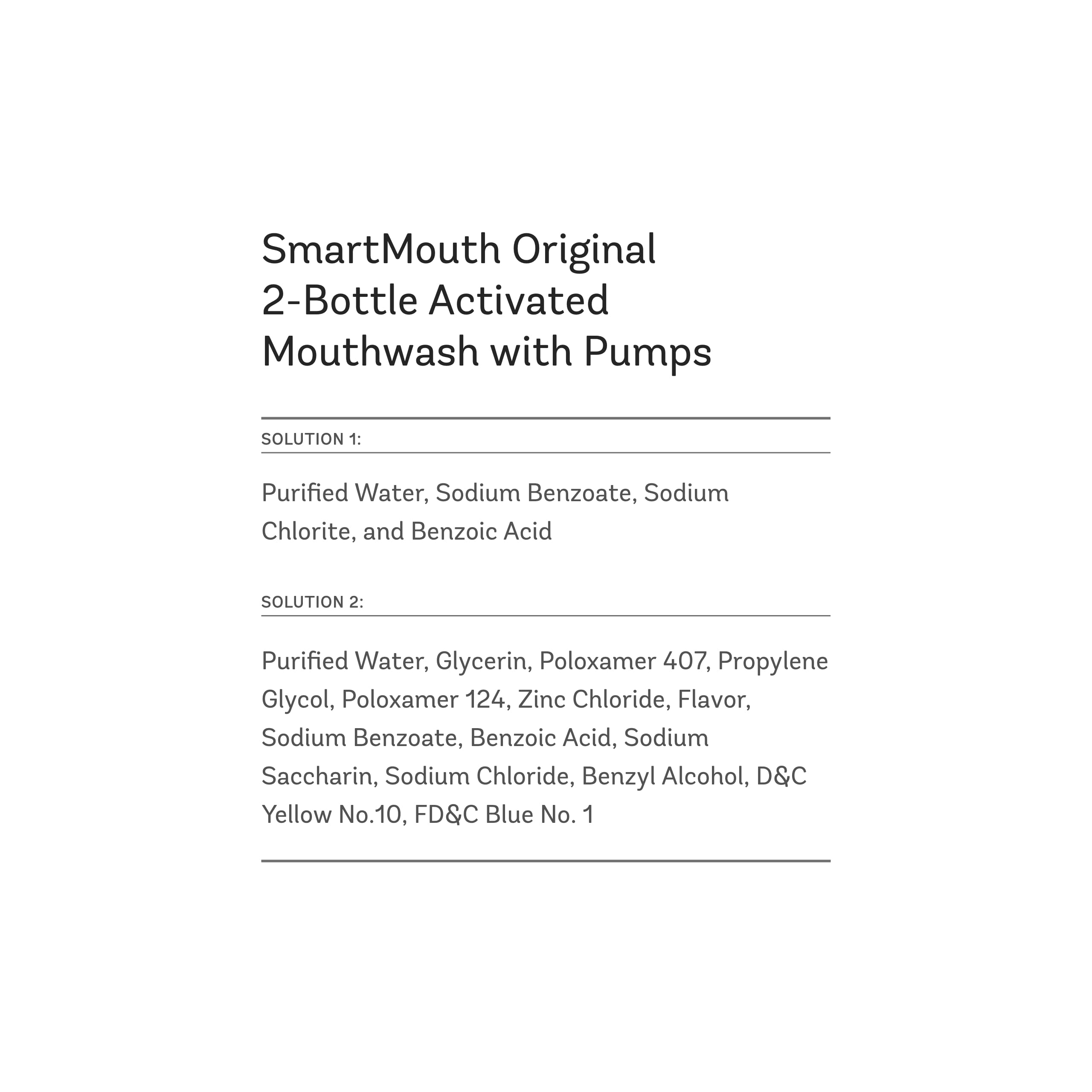 Pair of SmartMouth Original 2-Bottle Zinc Activated Mouthwash bottles with Pumps 16 fl oz shown side by side