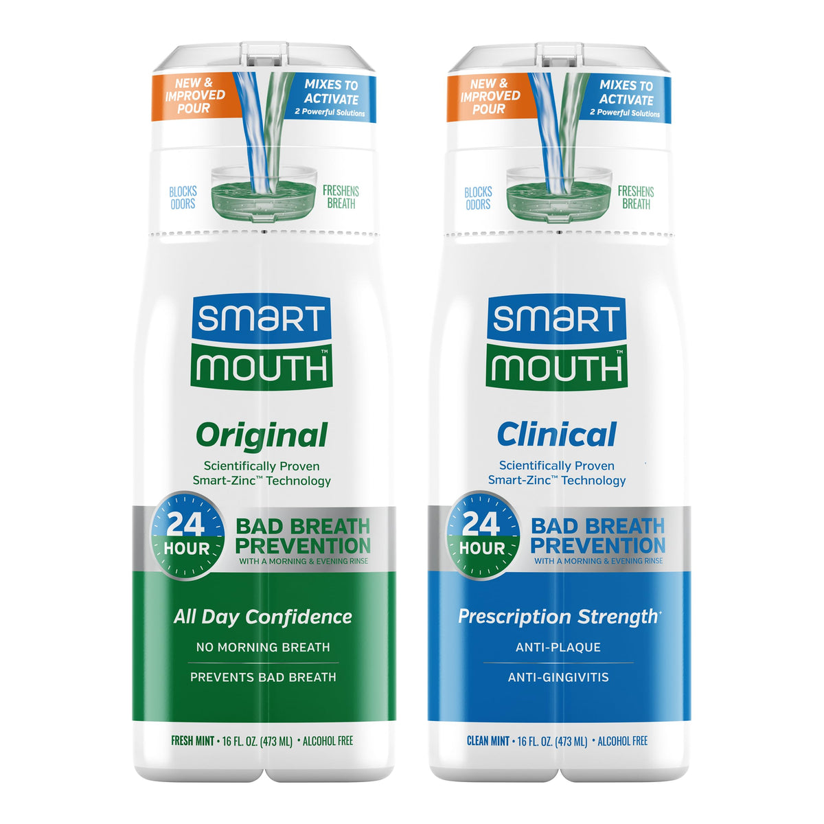 SmartMouth Original Zinc Activated Mouthwash mint bottle