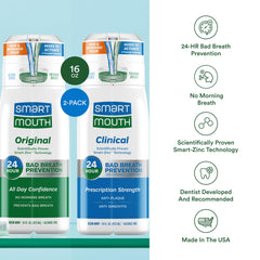SmartMouth Original Zinc Activated Mouthwash mint bottle closeup