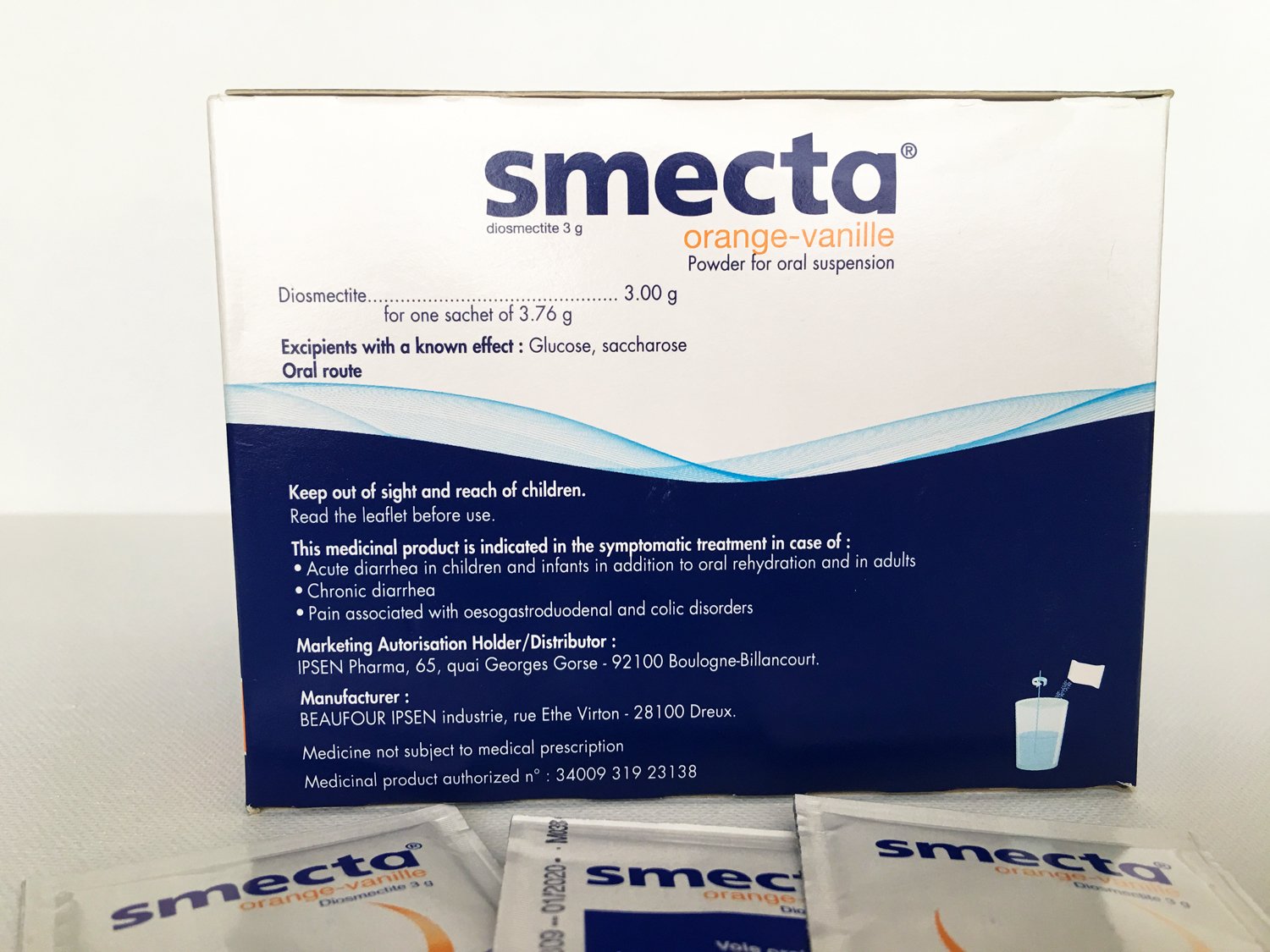 Smecta IPSEN Original Smecta 3g sachets pack from France