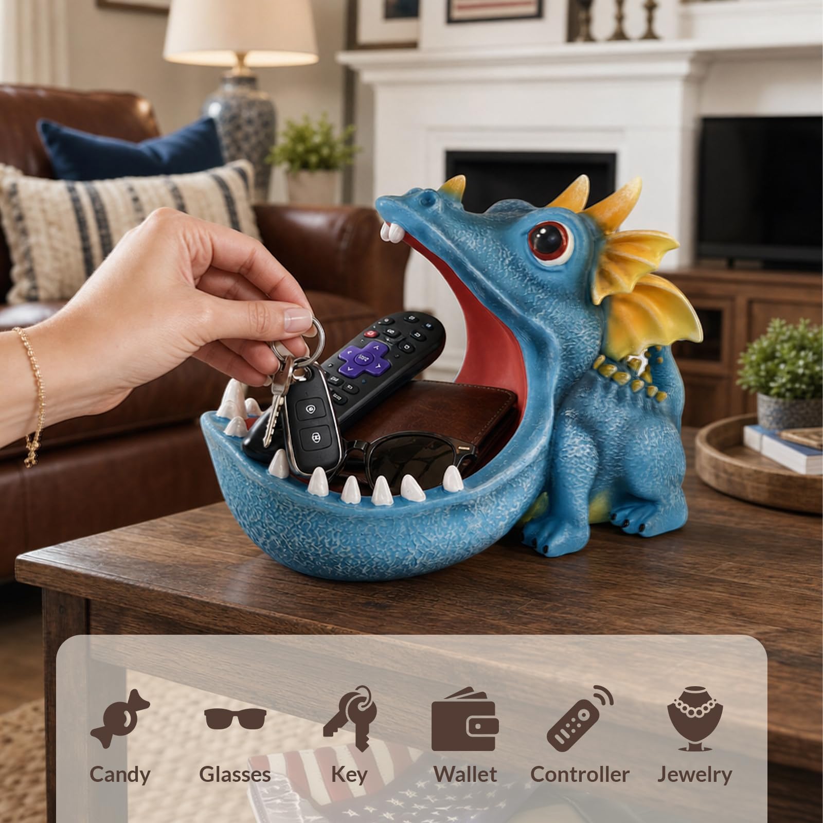 Dinosaur key bowl for entryway or desk