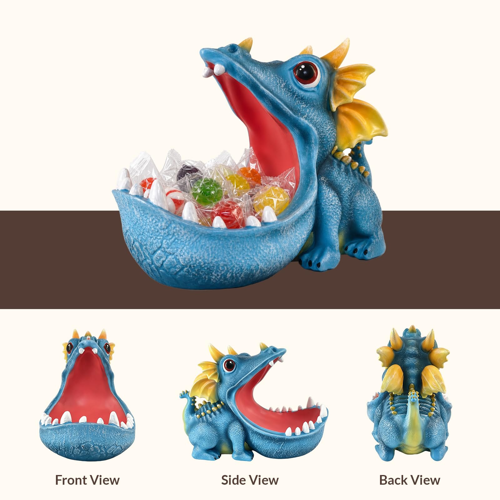 Dinosaur catchall tray measures 8.39 L x 5.71 H x 4.93 W