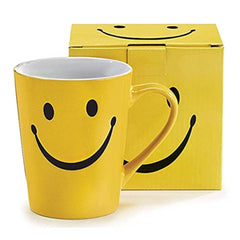 Smiley Happy Face 14 oz stoneware mug with white interior