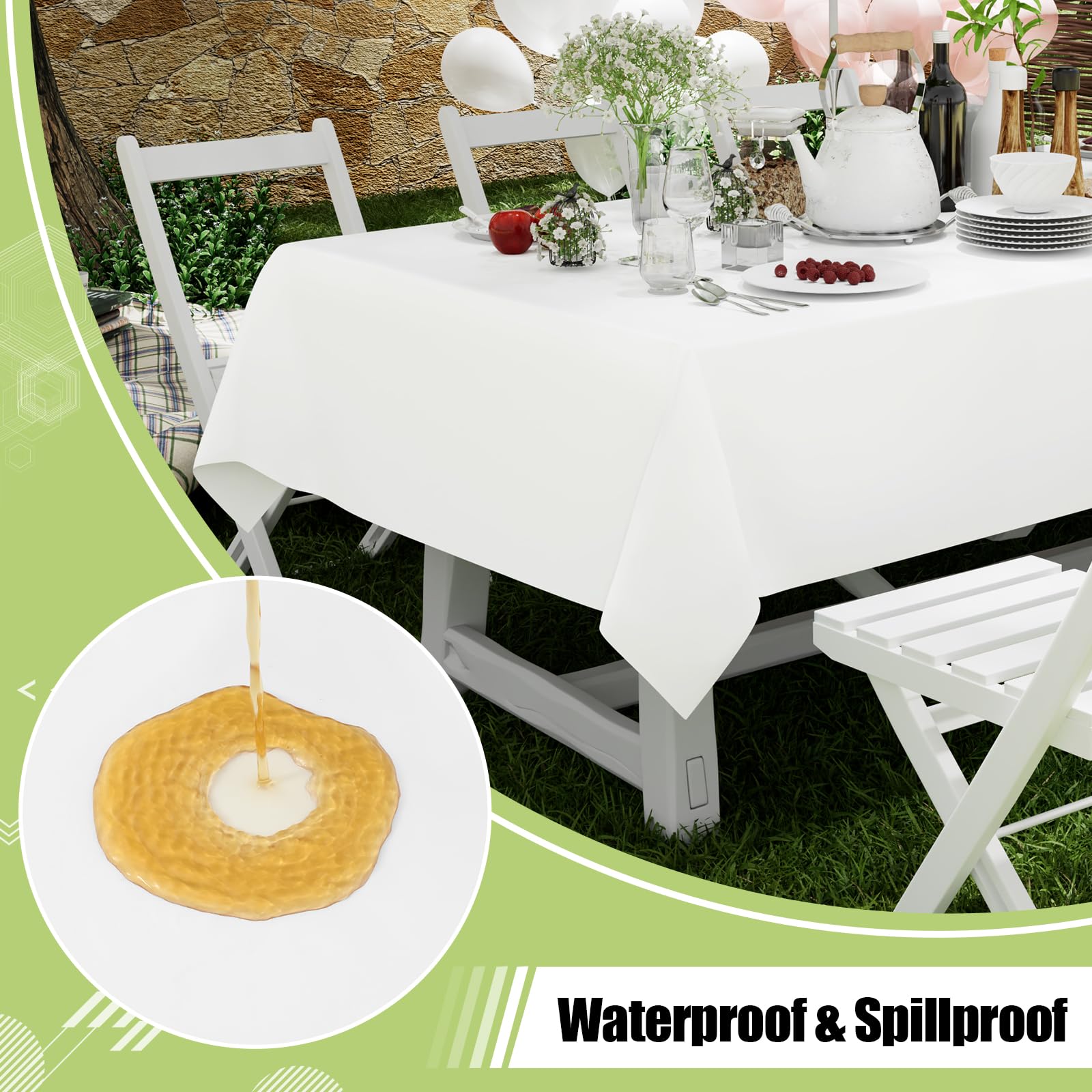 Smiry 3 pack round table cloth waterproof white