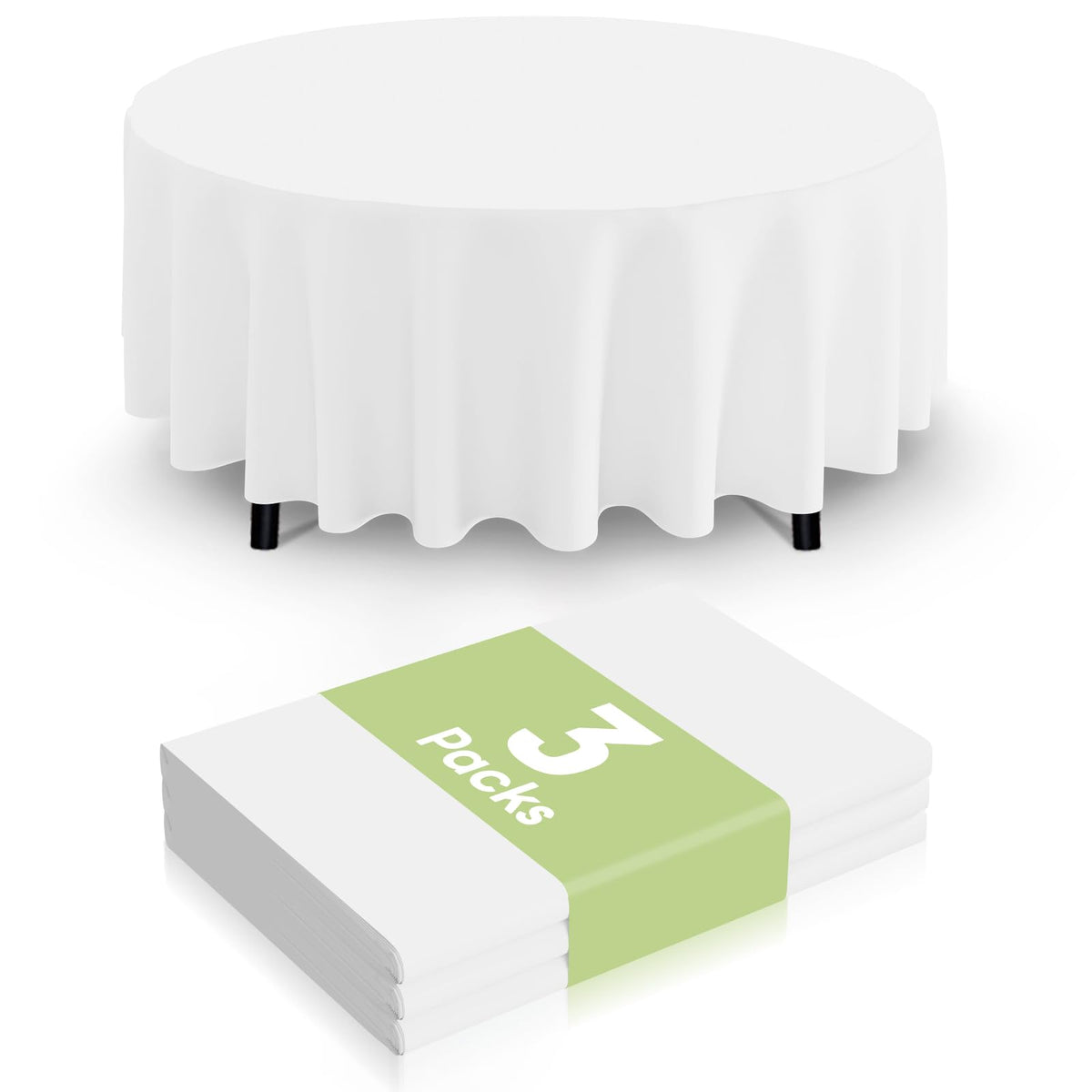 Smiry disposable table cloth 84 inch round white