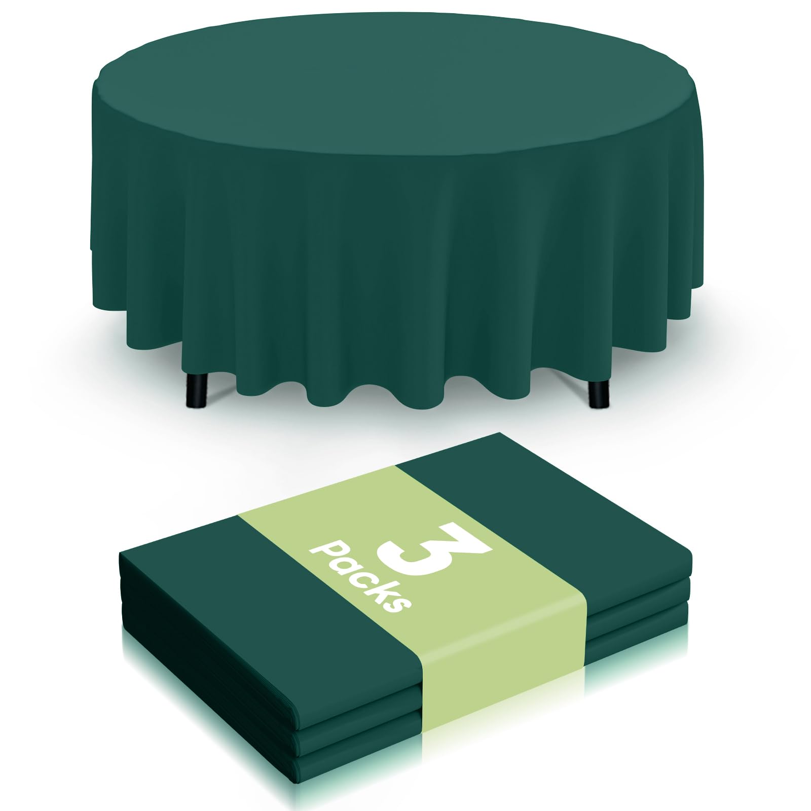Smiry disposable table cloth 3 pack round green for tables