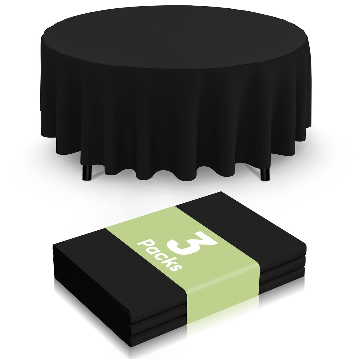 Smiry disposable table cloth 3 pack black 84 inch round