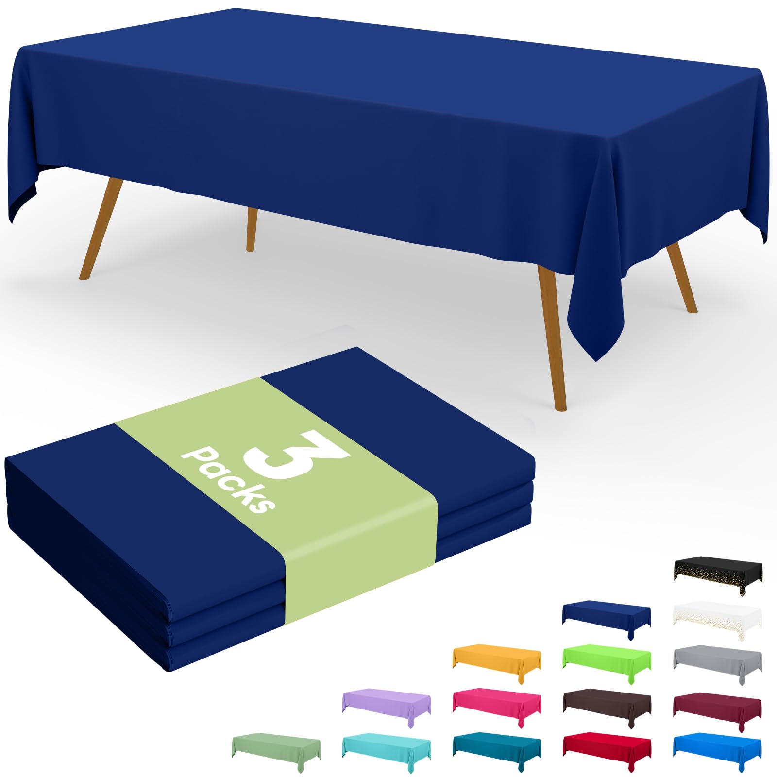 Smiry disposable table cloth 3 Pack navy 54x72 inches