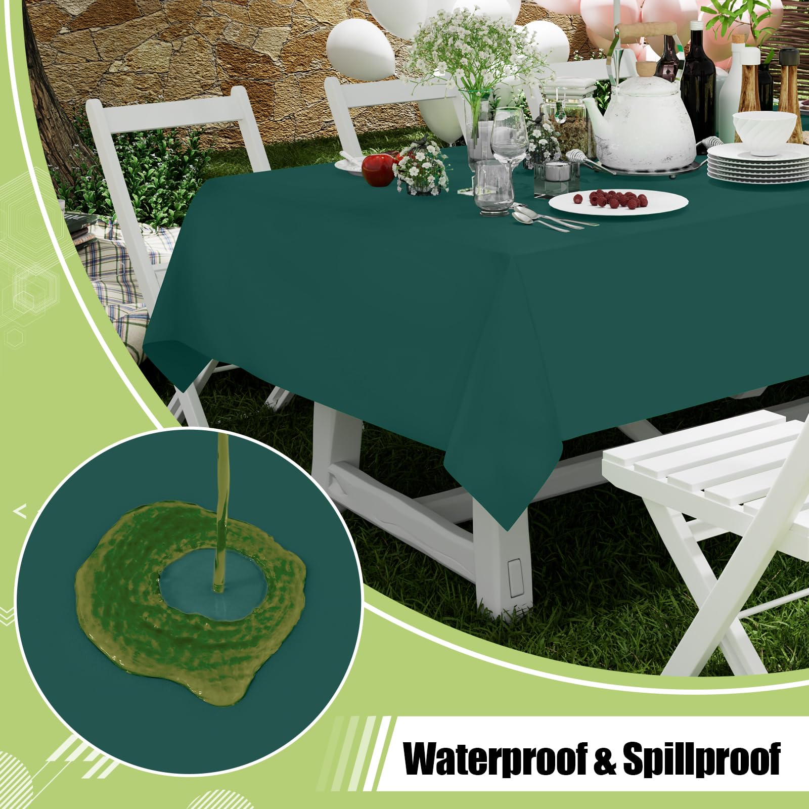 Green rectangular table cover 54 x 108 inches for parties Smiry