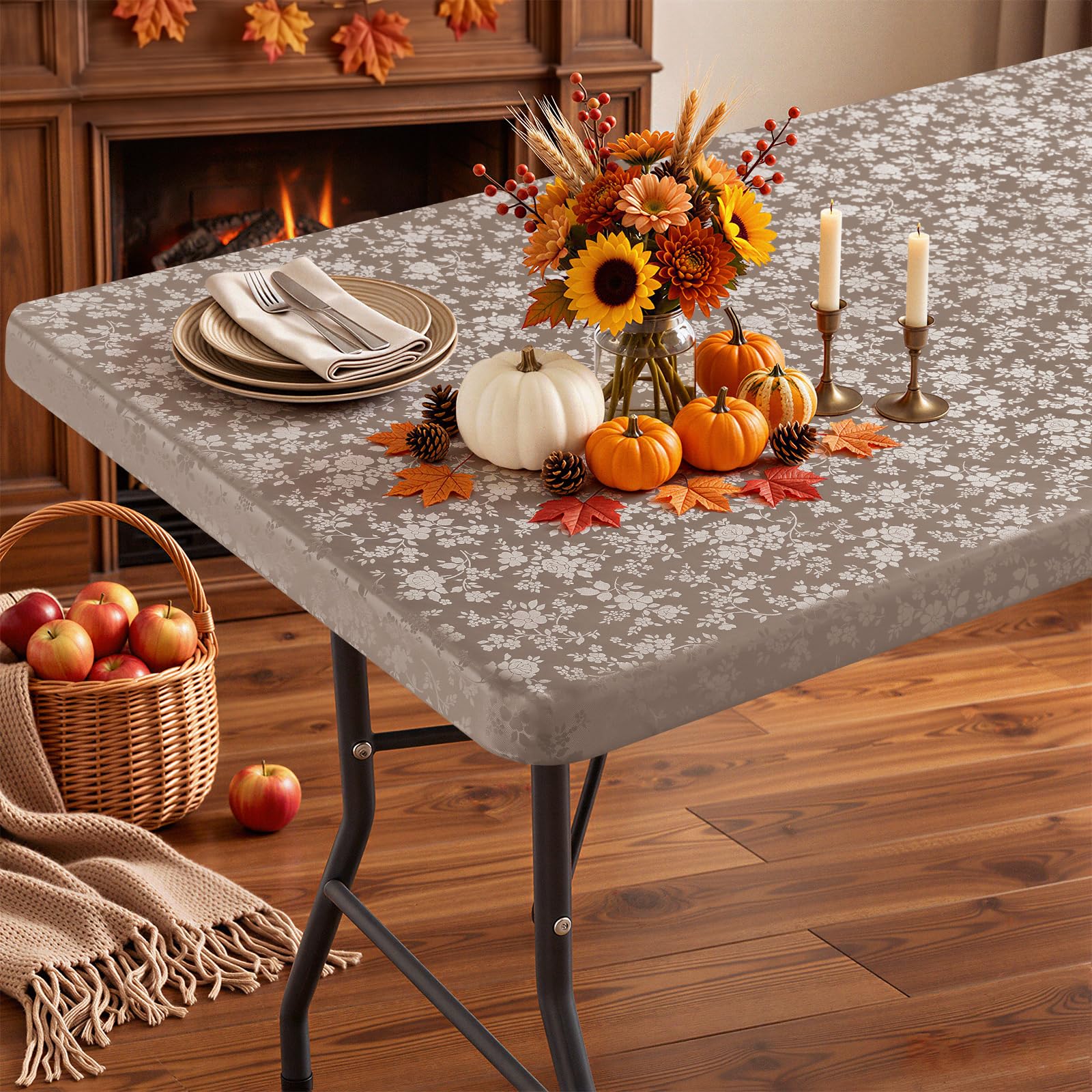 Smiry heavy duty vinyl tablecloth 4ft rectangle with elastic corners