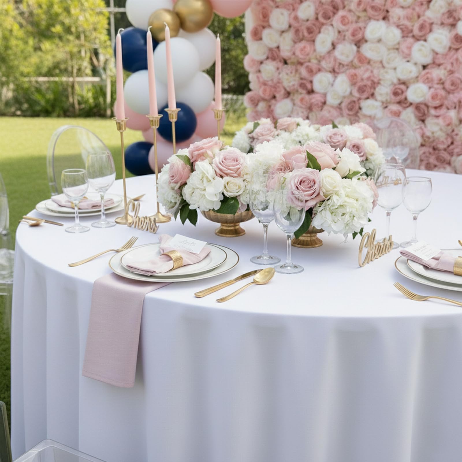 Smiry round tablecloth for weddings and events 84 inch