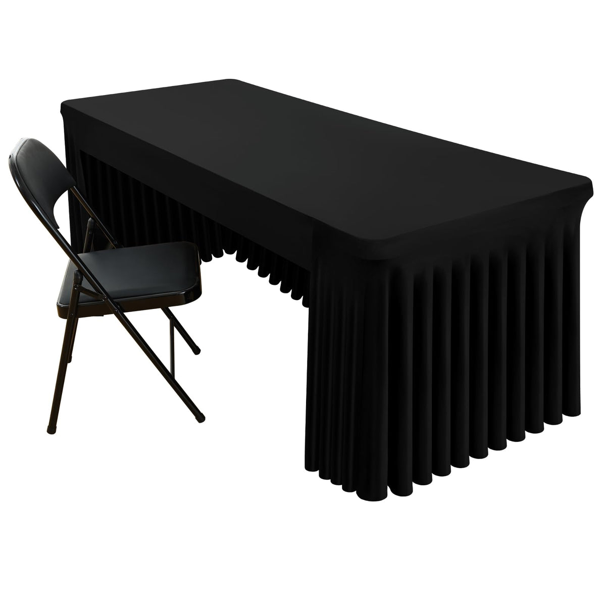 Smiry Spandex Open Back Tablecloth 6ft black product photo