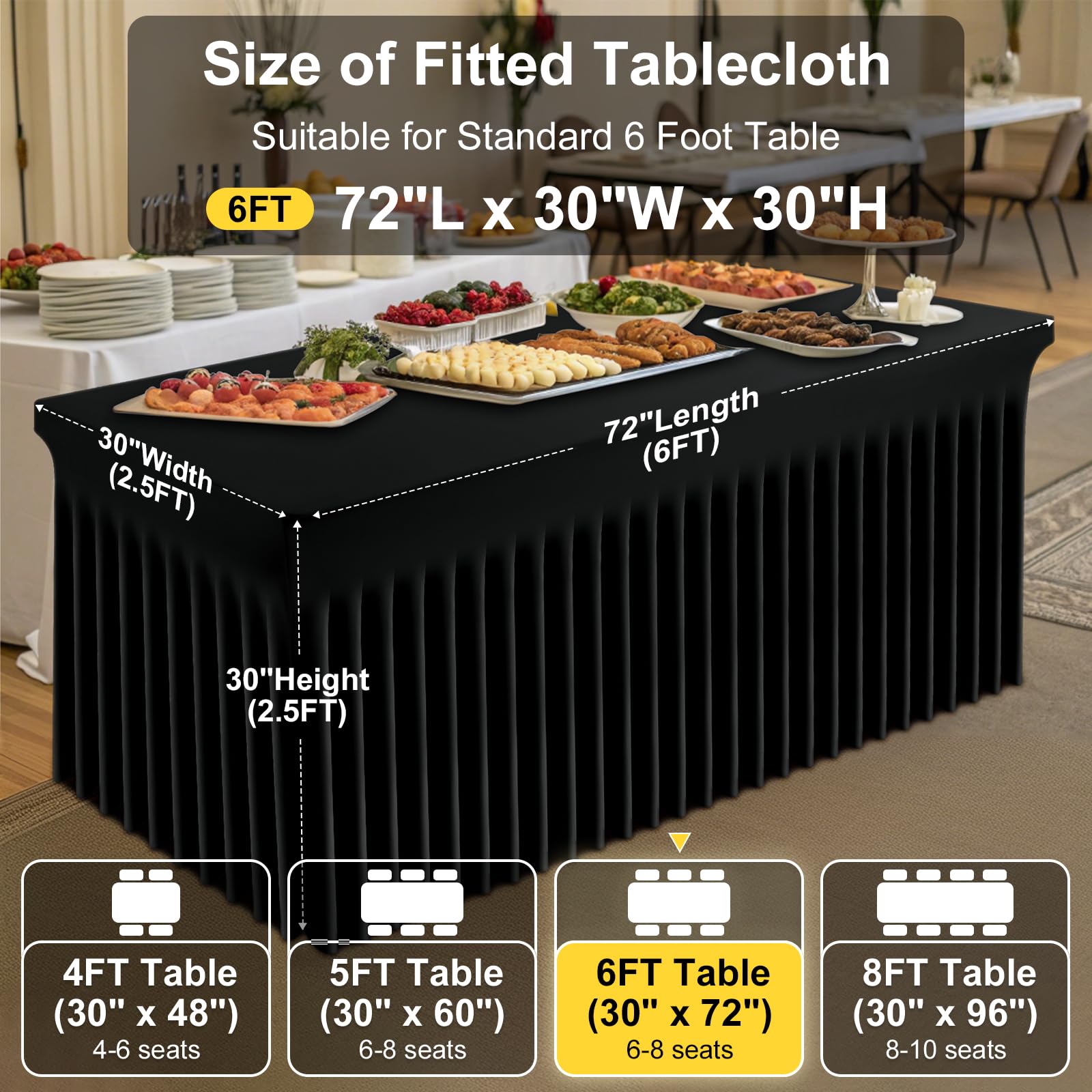 Smiry Tablecloth black 6ft elastic fit product image