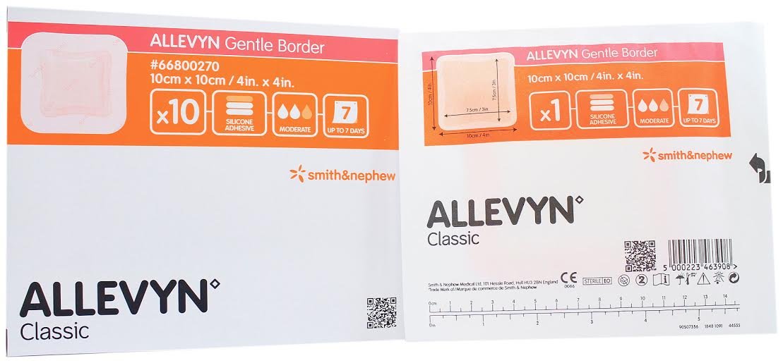 Smith and Nephew Allevyn Gentle Border Dressing 4x4 inch Box of 10
