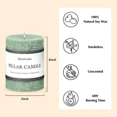 Smokeless dripless pillar candle 3x4 inch sage green
