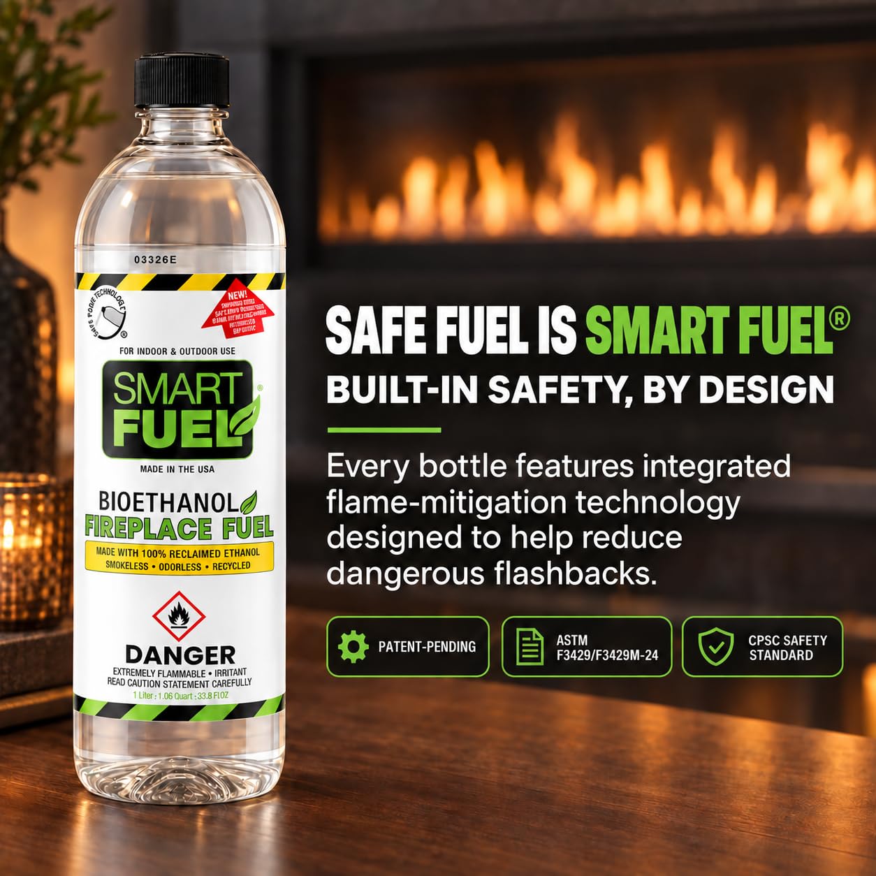 Smokeless odorless bioethanol burn