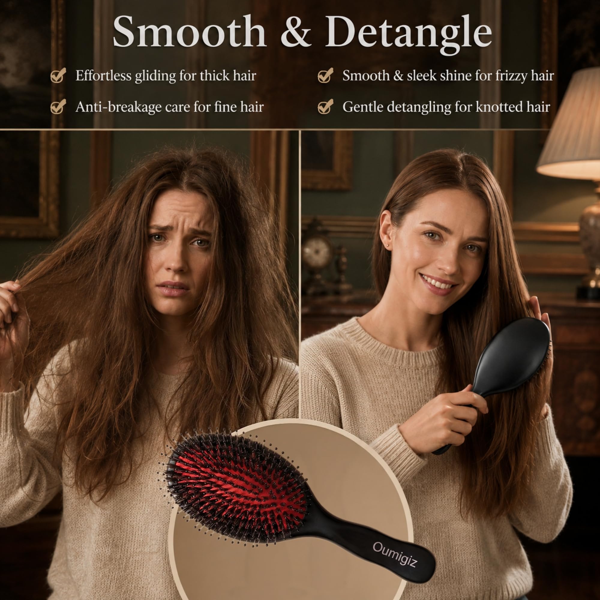 Brush with smooth finish wooden handle