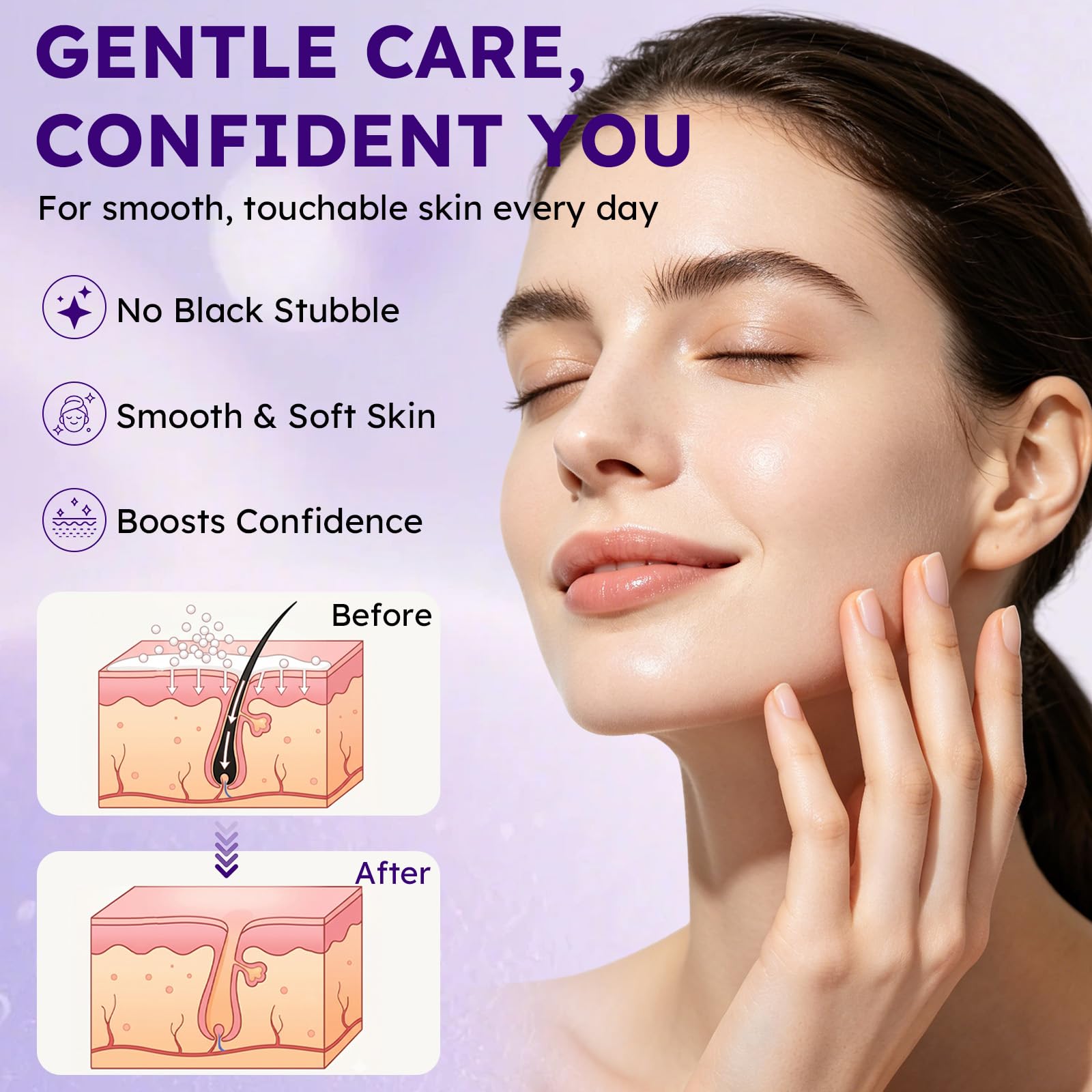 Delicate skin friendly hair removal cream