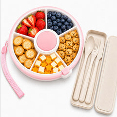 Snack Spinner Portable pink five-compartment rotating snack container
