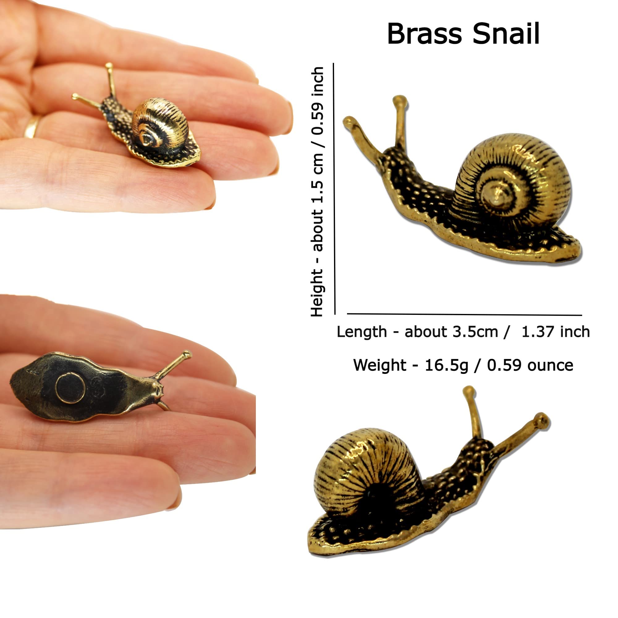 Brass snail figurine compact 1.3 cm width
