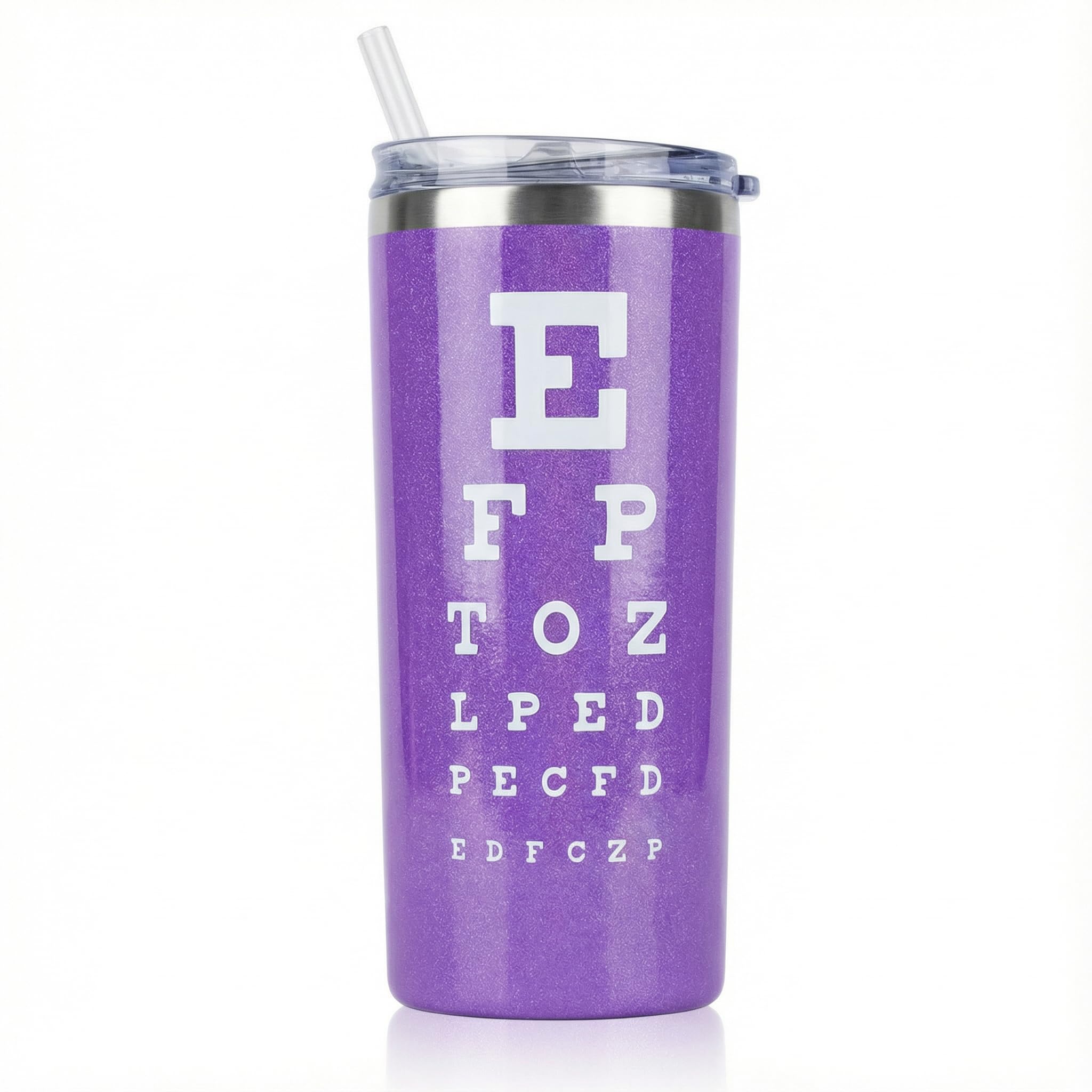 Snellen chart water bottle 0195 with iridescent purple finish