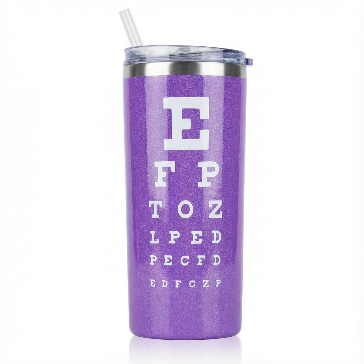 Snellen chart water bottle 0195 with iridescent purple finish