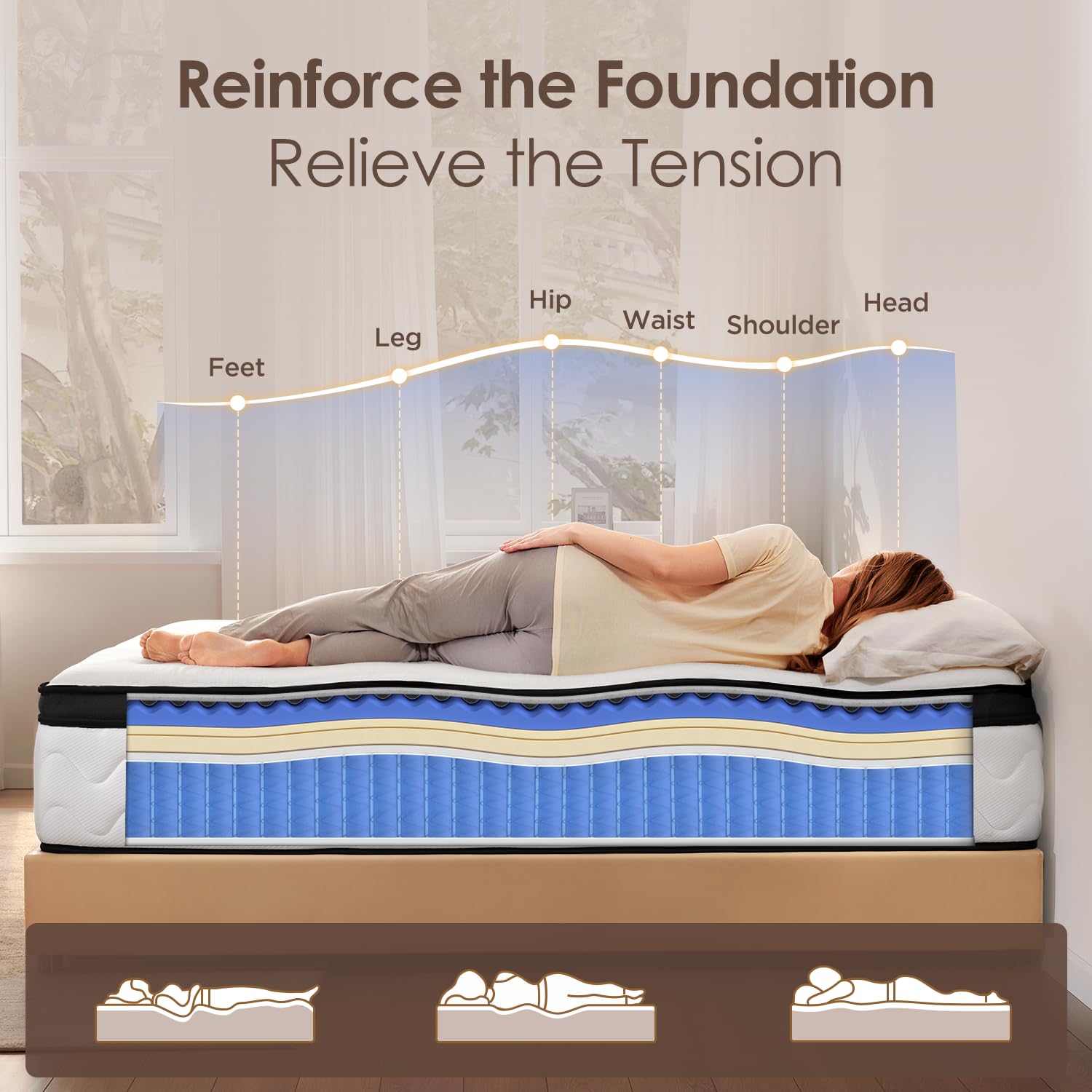 snfpne pocket springs queen mattress targeted support