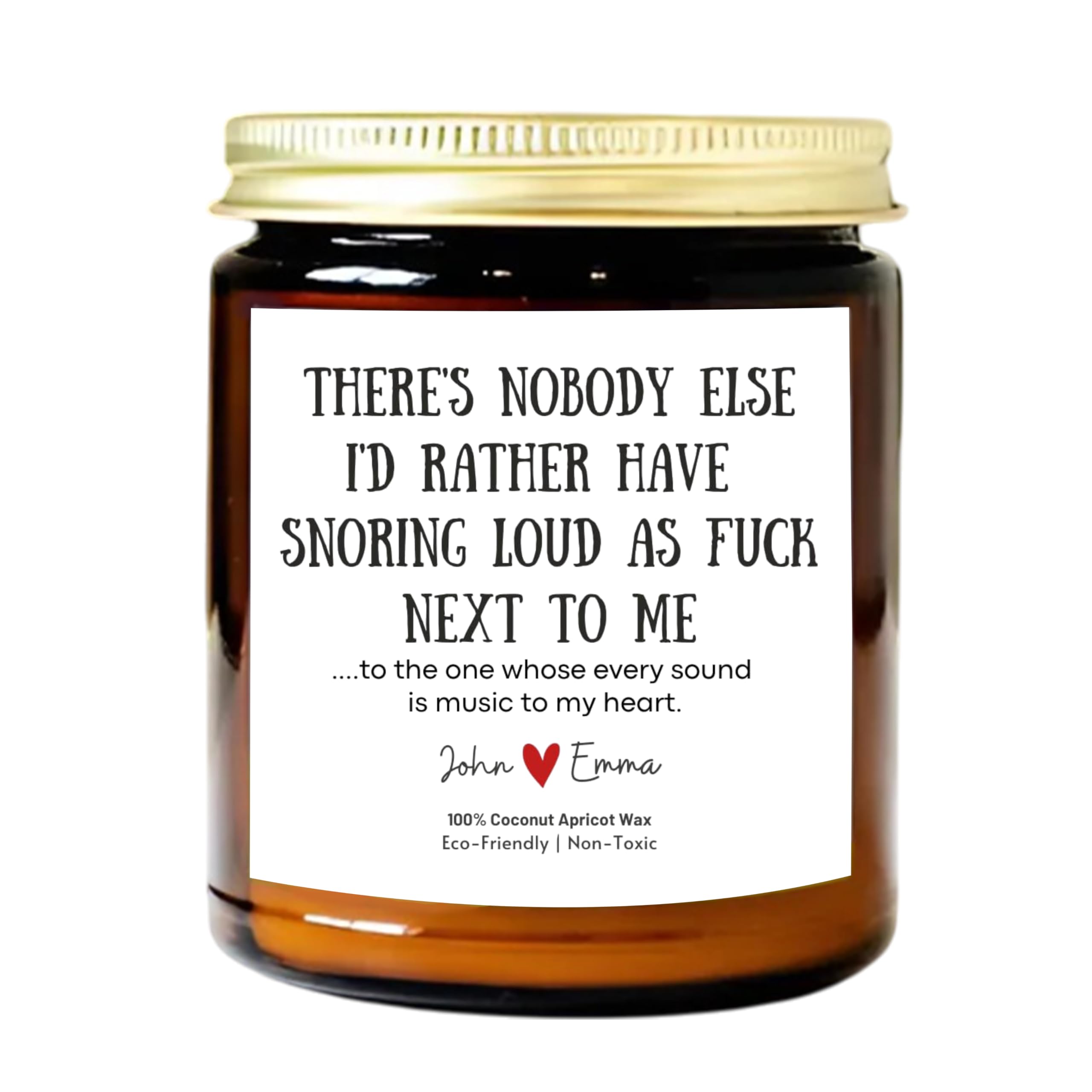 Candle with snoring quote for couples