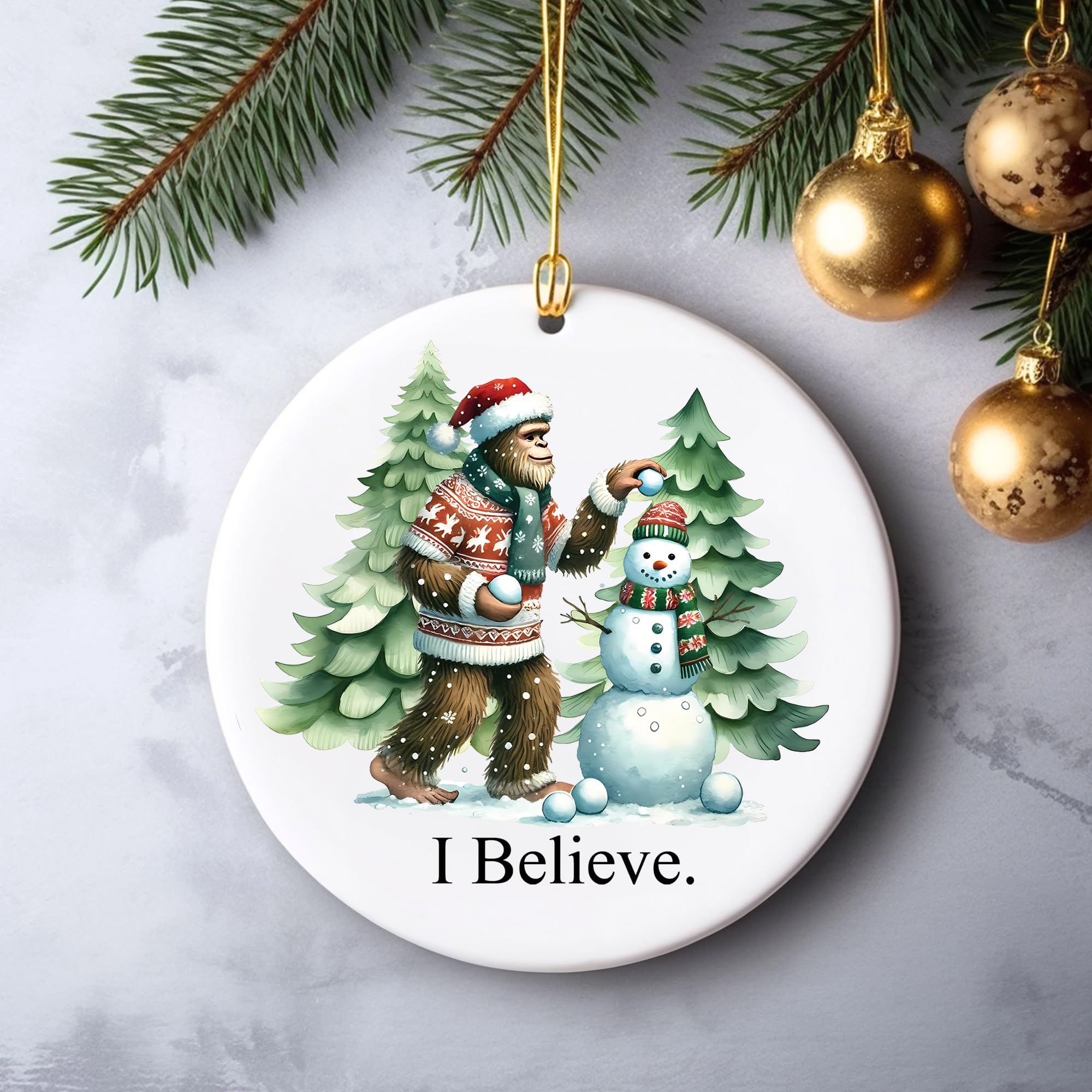 3 inch white ceramic ornament ready to hang