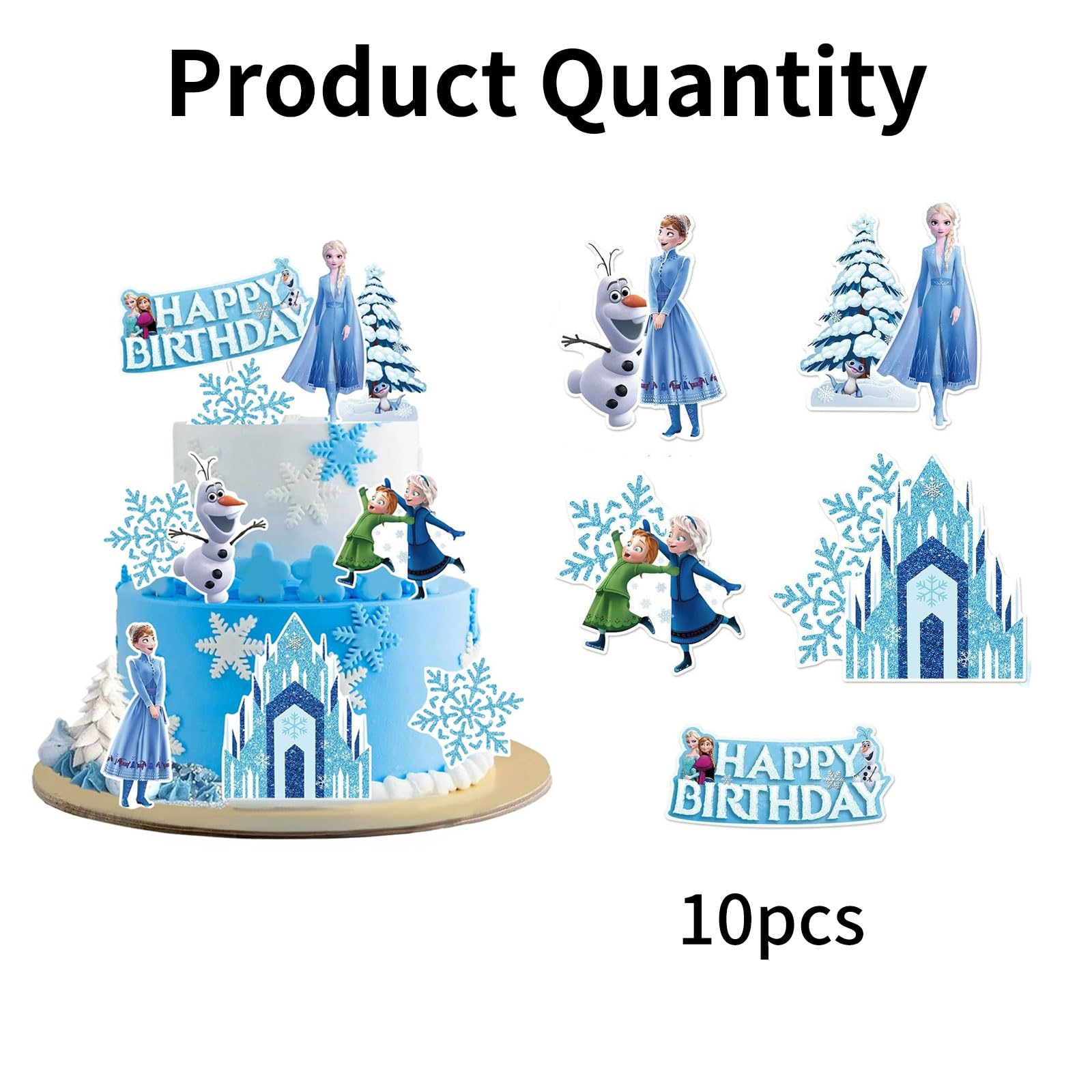 Snow theme princess cake decorations on premium cardstock