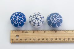 Snowflake embroidered felt ball set of 12 for tiered trays