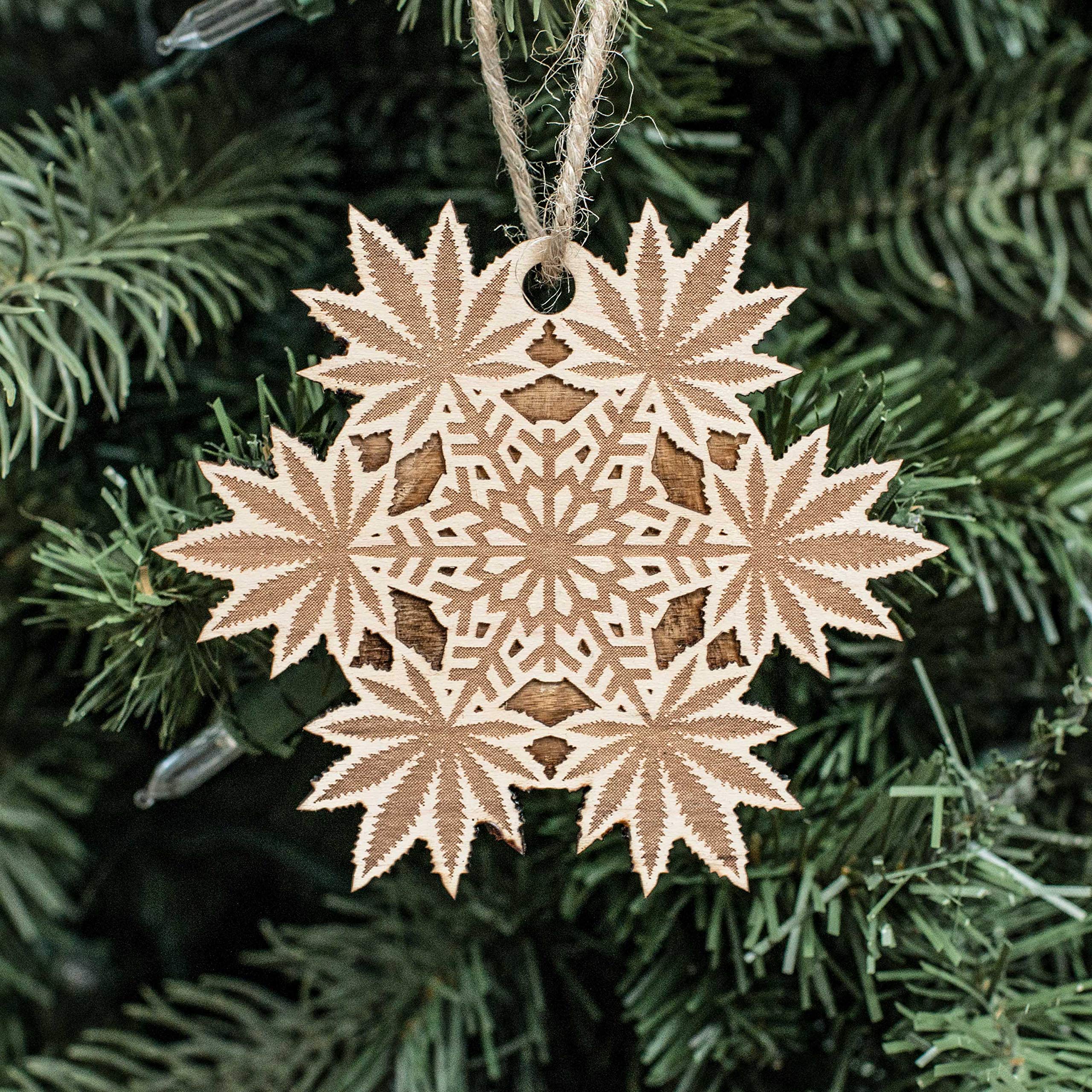 Raw wood ornament Pot Snowflake 3x3in packaging