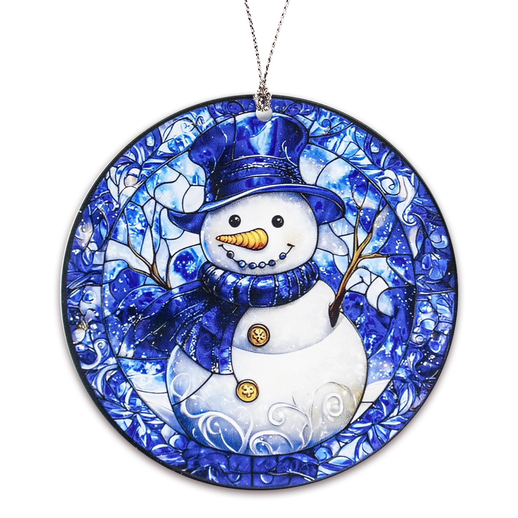 Snowman Christmas Ornaments 2026 decorative snowman with suncatcher effect