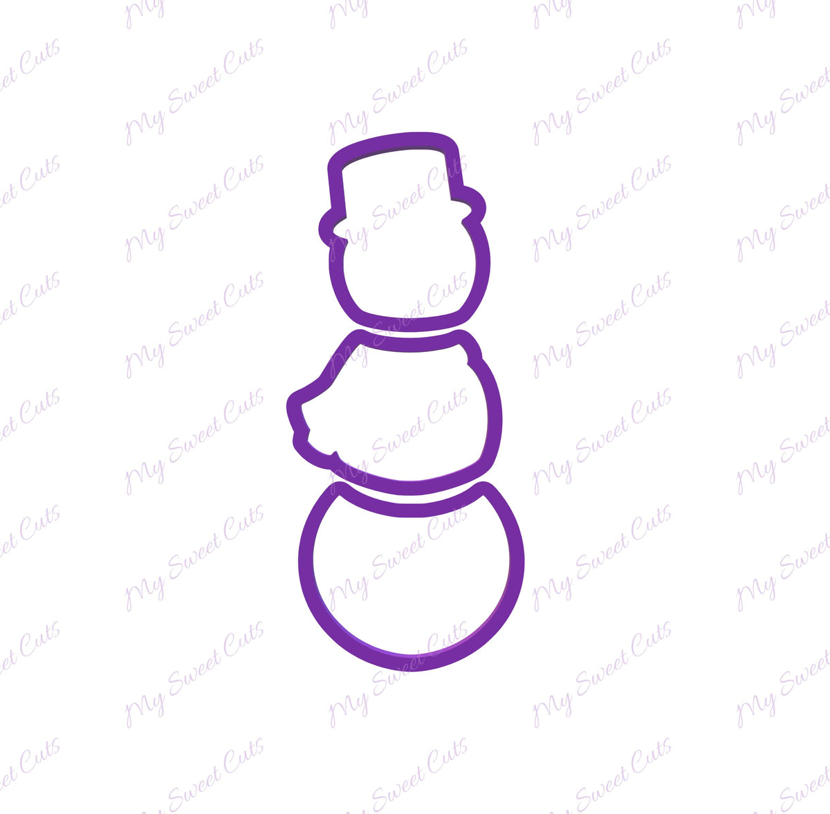Head piece of Snowman cookie cutter 3.1 in high by 2.6 in wide