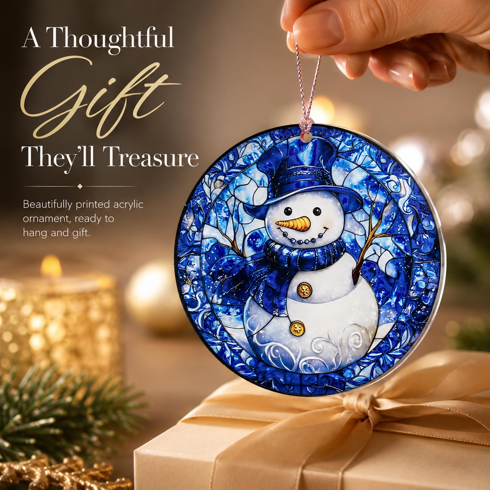 Snowman Christmas decor item packaged for gifting and display