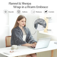 Double-sided thick material on SNUGSUN heated blanket throw
