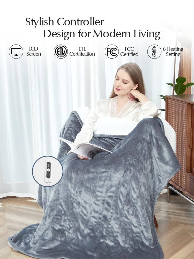 Overheat protection and auto-off timer features on SNUGSUN blanket