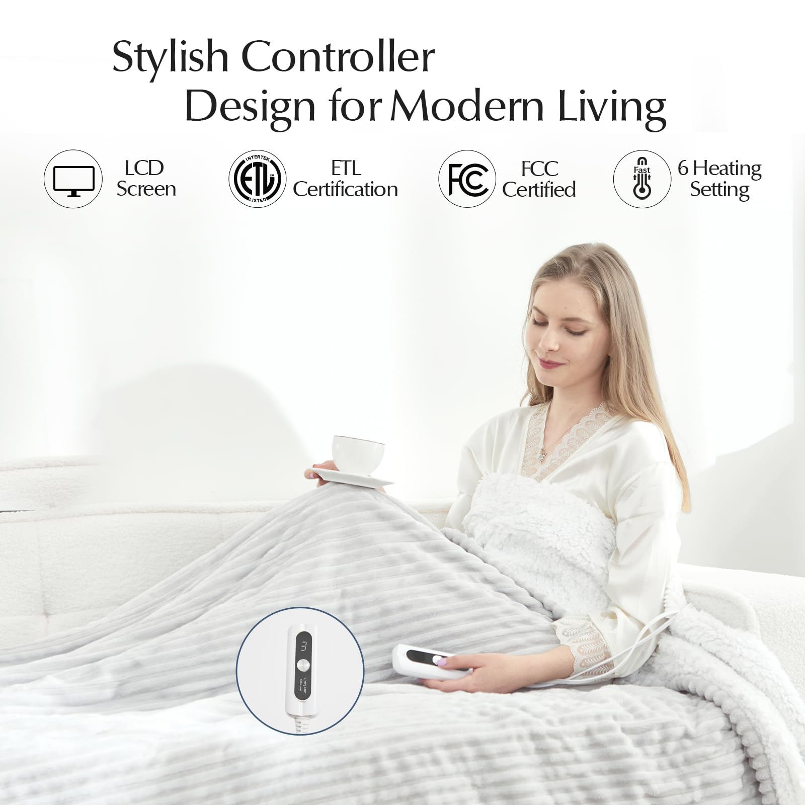 SNUGSUN blanket 62x84 light grey folded image