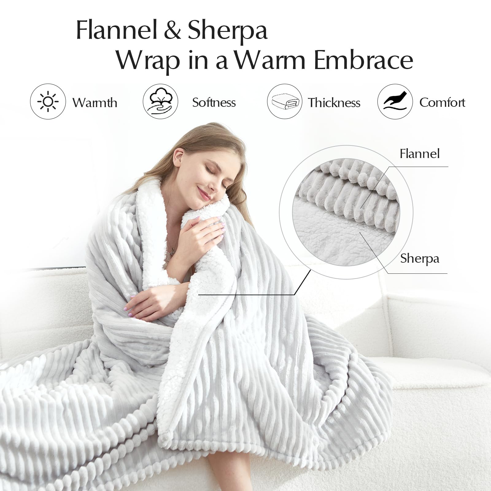 Double-sided flannel and sherpa material preview