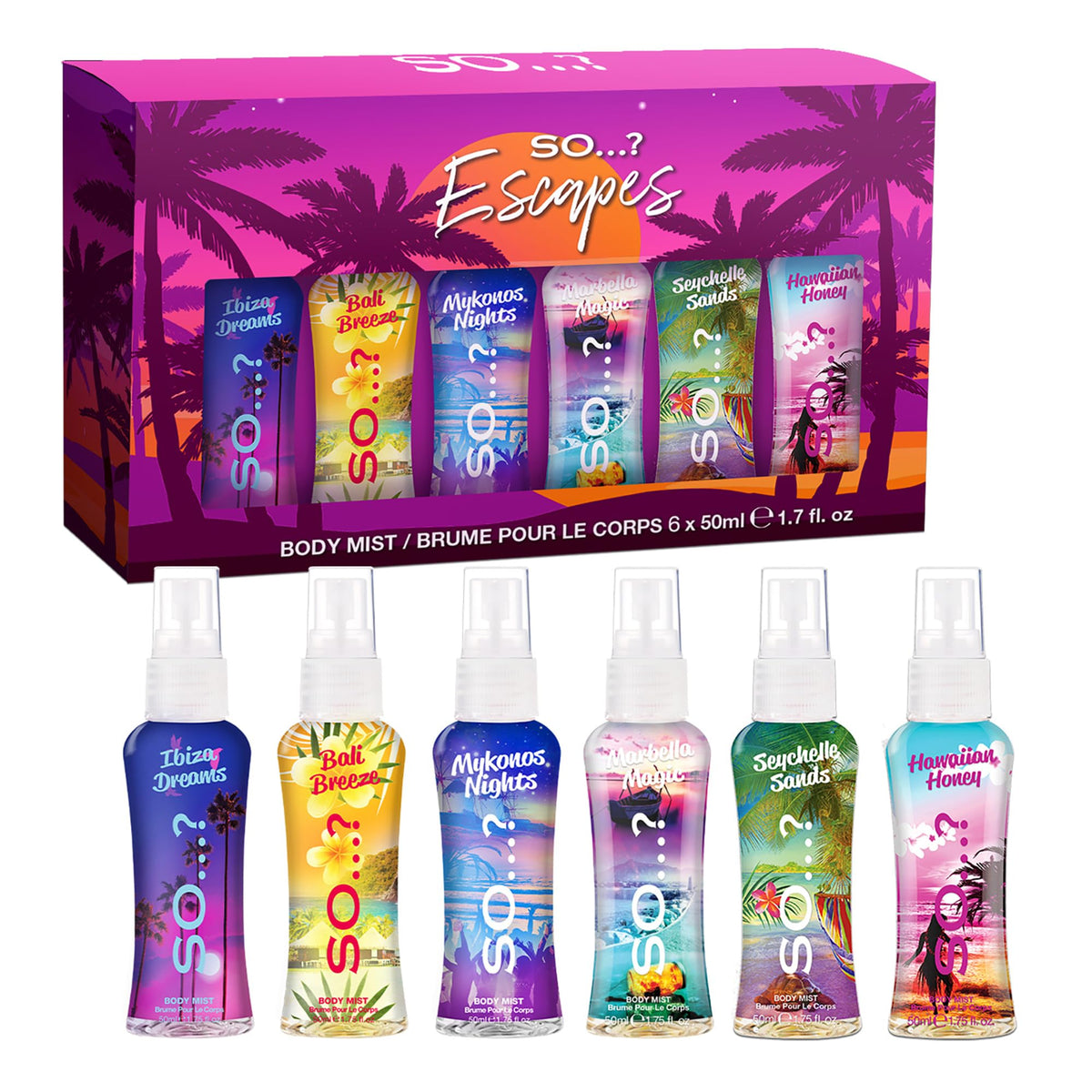 So...? Escapes Body Mist Set six fragrance bottles