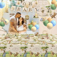 Thickened cardstock soak-proof plates for Winnie baby shower
