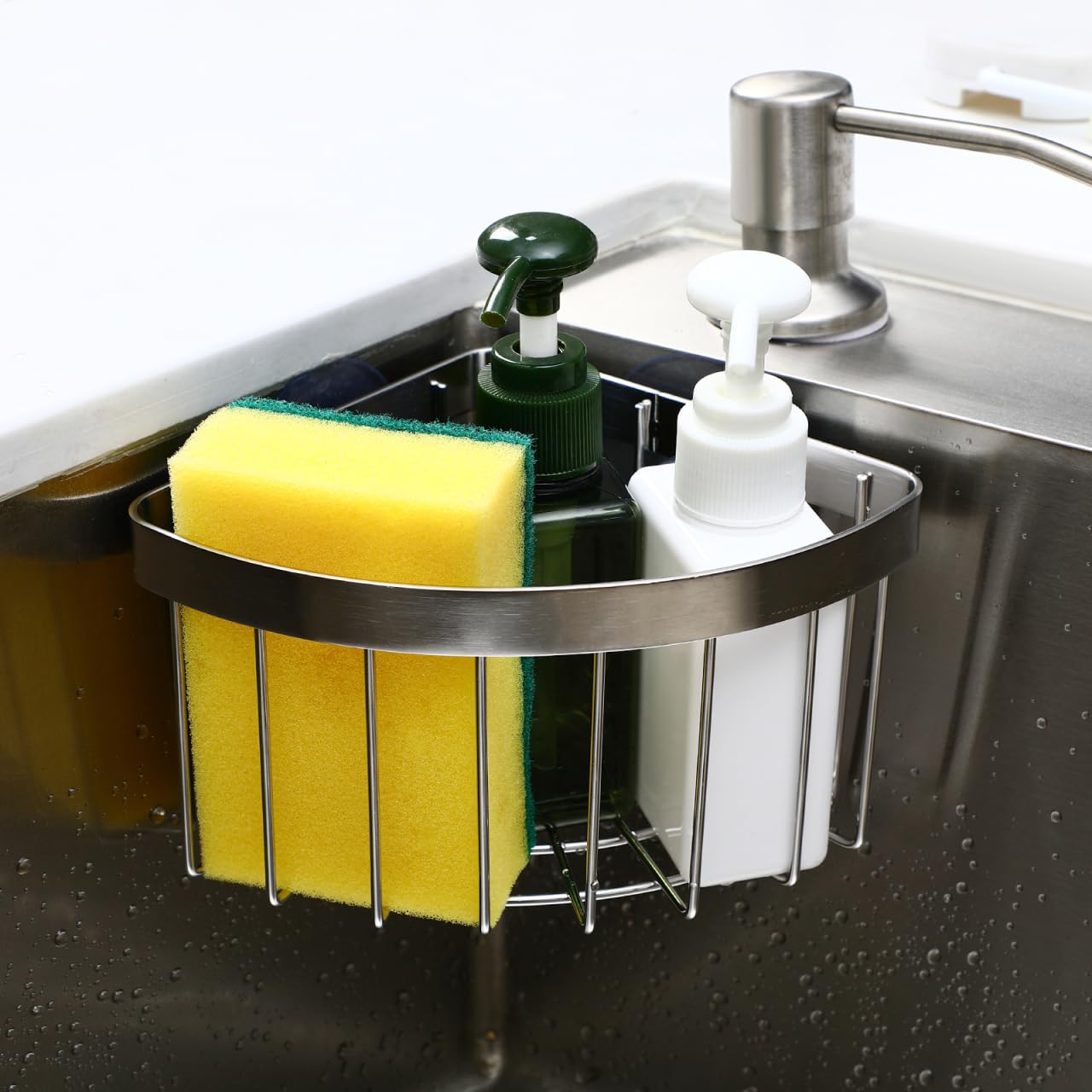 Soap and brush storage in NUOBESTY sponge holder