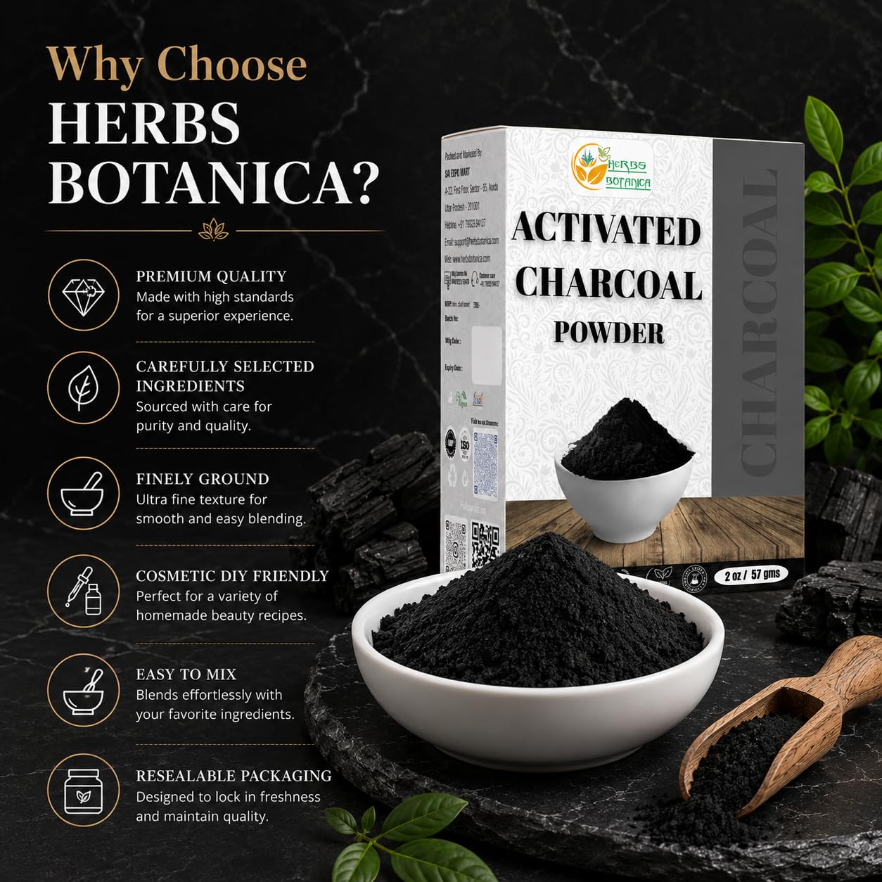 Premium food-grade bamboo charcoal powder