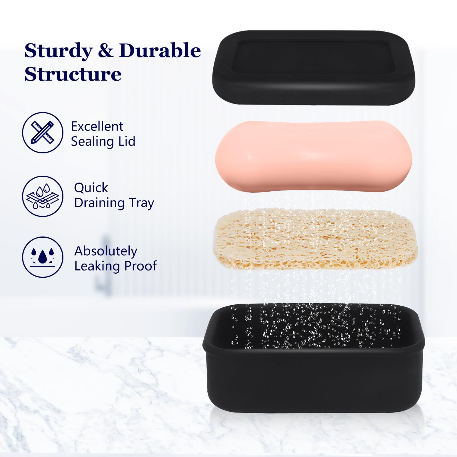 Leak proof silicone soap case designed for travel gym camping