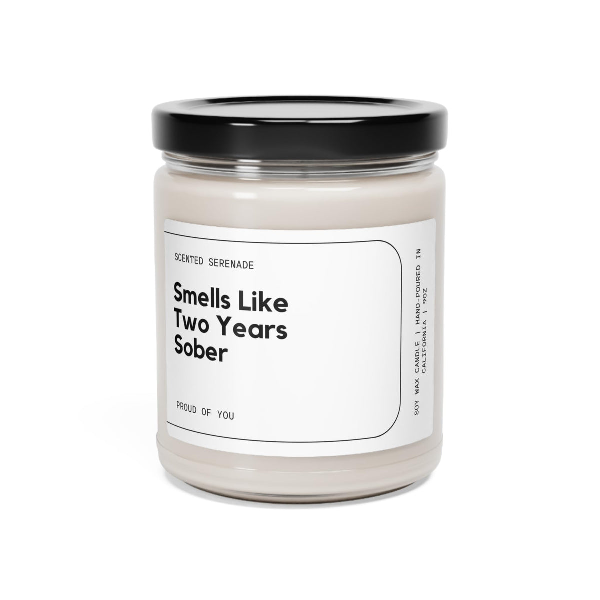 Sobriety Candle 9oz in clear jar with black lid