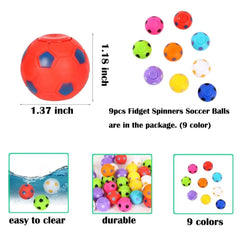 Nine color soccer ball fidget spinners included in package